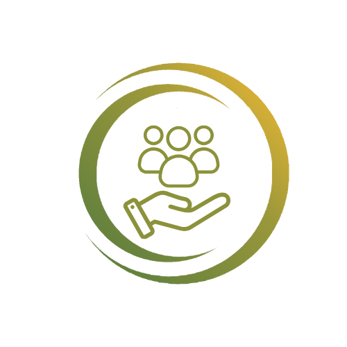 Icon: Meine Werte. Hand, die Umrisse von 3 Personen hält