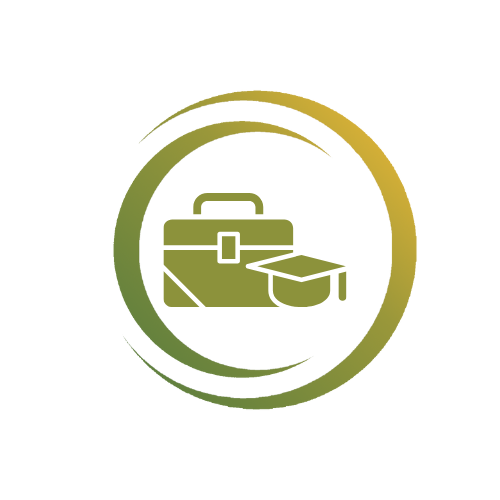 Icon: Berufliche Neuorientierung. Eine Aktentasche und ein Akademikerhut.