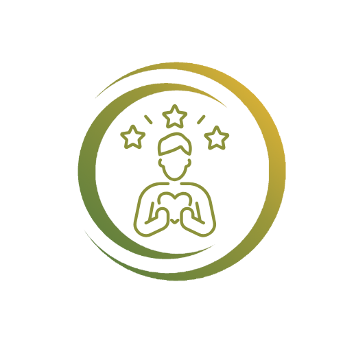 Icon: Identität und Selbstakzeptanz. Ein Mensch hält ein Herz in seinen Händen